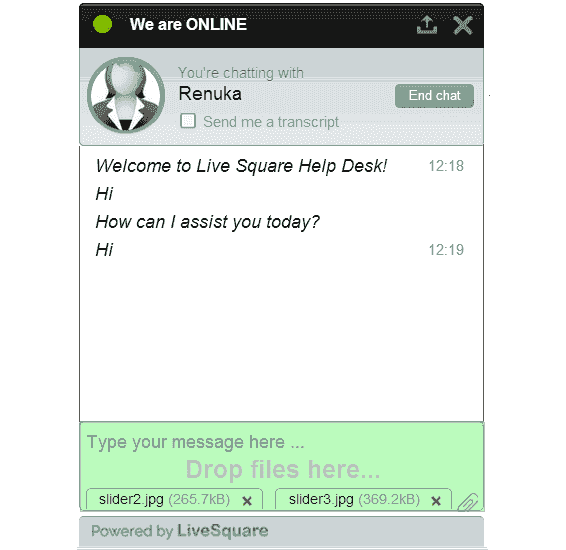 LiveSquare Live Chat Support Transfer Files