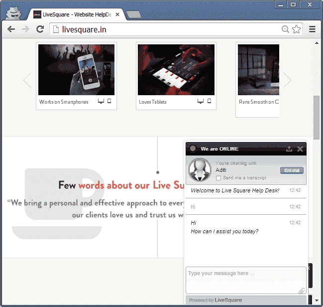 LiveSquare Live Chat Support Embedded Chat Widget